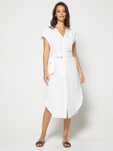 Gauze Midi Shirtdress