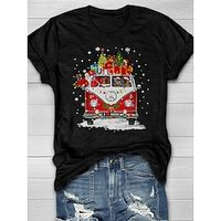 Women's T shirt Tee Christmas Shirt Dog Black Print Short Sleeve Christmas Weekend Festival  Holiday Round Neck Regular Fit Summer Lightinthebox - thumbnail