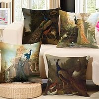 Peacock Colorful Double Side Pillow Cover 4PC Soft Decorative Square Cushion Case Pillowcase for Bedroom Livingroom Sofa Couch Chair Lightinthebox - thumbnail