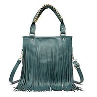 Women's Handbag PU Leather Daily Tassel Large Capacity Solid Color Black White Yellow miniinthebox