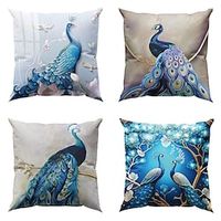Peacock Double Side Pillow Cover 4PC Soft Decorative Pillowcase for Bedroom Livingroom Sofa Couch Chair Machine Washable Lightinthebox - thumbnail