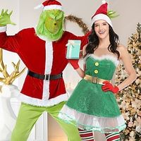 Santa Claus Mrs.Claus Grinch Santa Suits Cosplay Costumes Matching Family  Couples Men's Women's Cosplay Costume Family Matching Outfits Christmas Christmas Masquerade Christmas Eve Adults' Party miniinthebox - thumbnail