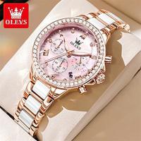 New Olevs Brand Women'S Watches Luminescent Chronograph Calendar 24 Hours Multi-Function Quartz Watches With Diamonds Ceramic Women'S Wristwatch Lightinthebox