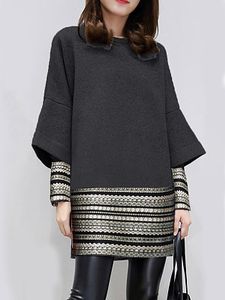 Round Neck Patchwork Printed Shift Dress