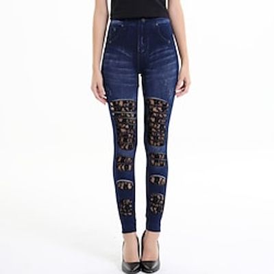 Women's Casual Sporty Athleisure Tights Leggings Cut Out Ankle-Length Pants Casual Weekend Stretchy Plain Cotton Blend Tummy Control Butt Lift Mid Waist Blue One-Size Lightinthebox Women's Casual Sporty Athleisure Tights Leggings Cut Out Ankle-Length Pants Casual Weekend Stretchy Plain Cotton Blend Tummy Control Butt Lift Mid Waist Blue One-Size Lightinthebox