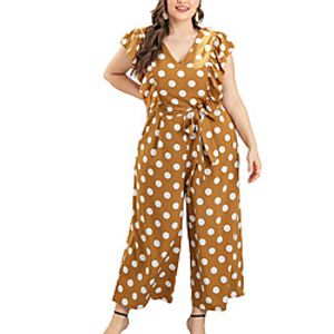 Women's Plus Size Jumpsuit Ruffle Print Polka Dot Sleeveless Streetwear Summer Yellow Red XL XXL 3XL 4XL Lightinthebox