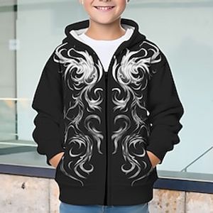 Boys 3D Graphic Hoodie Coat Outerwear Long Sleeve Fall Winter Active Streetwear Cool Polyester Kids 3-12 Years Zip Street Daily Regular Fit Lightinthebox