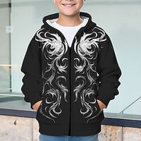 Boys 3D Graphic Hoodie Coat Outerwear Long Sleeve Fall Winter Active Streetwear Cool Polyester Kids 3-12 Years Zip Street Daily Regular Fit Lightinthebox - thumbnail
