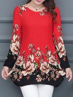 Women Flower Printed Bead Blouse