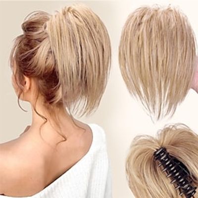 Messy Bun Hair Piece Claw Clip Hair Bun Hair Toppers for Women Claw Clip Pony Tail Hair Extensions Tousled Updo Wavy Curly Chignon Hair Buns Hair Scrunchie with Clip for Daily Use Lightinthebox