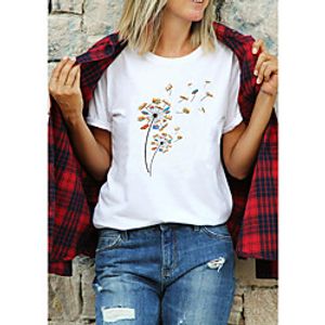 Women's T shirt Graphic Prints Print Round Neck Tops 100% Cotton Basic Basic Top White Black Purple miniinthebox