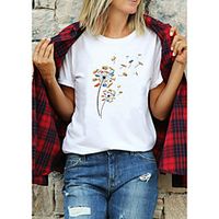 Women's T shirt Graphic Prints Print Round Neck Tops 100% Cotton Basic Basic Top White Black Purple miniinthebox - thumbnail