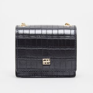 Chrisbella Crocodile Textured Crossbody Bag with Chain-Link Strap