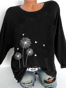 Round Neck Print Long Sleeve T-shirt