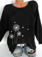 Round Neck Print Long Sleeve T-shirt - thumbnail