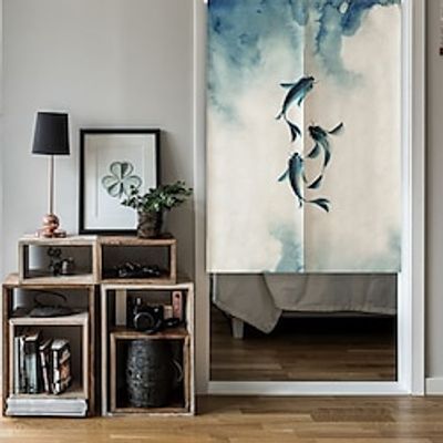 Japanese Noren Curtain Door Cover Doorway Curtain Panel Traditional Fishes Printed Door Tapestry Room Divider Curtains for Kitchen Sushi Bathroom Livingroom Bedroom Lightinthebox