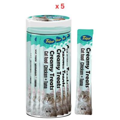 Taipet Cat Creamy Treats Chicken & Tuna Flavor-25pcs Pack Of 5