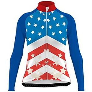 21Grams Women's Long Sleeve Cycling Jersey Bike Top with 3 Rear Pockets Mountain Bike MTB Road Bike Cycling Breathable Quick Dry Moisture Wicking Blue American / USA Spandex Polyester Sports Clothing miniinthebox