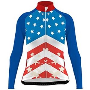 21Grams Women's Long Sleeve Cycling Jersey Bike Top with 3 Rear Pockets Mountain Bike MTB Road Bike Cycling Breathable Quick Dry Moisture Wicking Blue American / USA Spandex Polyester Sports Clothing miniinthebox