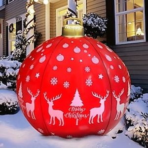 PVC Inflatable Christmas Ball, 24-inch Large Outdoor Inflatable Christmas Decoration Ball, Firmly Standing In The Yard And Swimming Pool Holiday Decoration miniinthebox