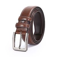 Men's Leather Belt Ratchet Belt Casual Belt Classic Jean Belt Black Coffee Cowhide Stylish Casual Gentleman Plain Daily Wear Going out Weekend miniinthebox - thumbnail