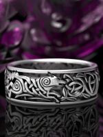Men Vintage Silver Letter Animal Ring Men Vintage Silver Letter Animal Ring