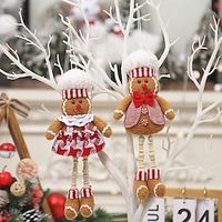 Christmas Decorations Gingerbread Man, Wooden Legs Pendant, Festive Window Decoration Pendant,Creative Bell Old Man Pendant Christmas Tree Small Pendant Crystal Orb Hanging miniinthebox - thumbnail