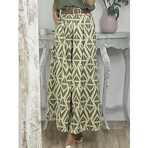 Women's Skirt A Line Maxi Polyester Navy Blue Green Skirts Summer Pleated Pocket Print Fashion Casual Street Daily S M L Lightinthebox