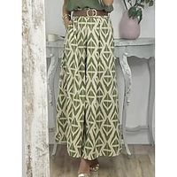 Women's Skirt A Line Maxi Polyester Navy Blue Green Skirts Summer Pleated Pocket Print Fashion Casual Street Daily S M L Lightinthebox - thumbnail