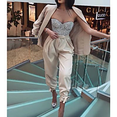 Women's Fashion Chinos Leg Drawstring Ankle-Length Pants Daily Weekend Micro-elastic Plain Comfort Mid Waist Apricot S M L XL Lightinthebox
