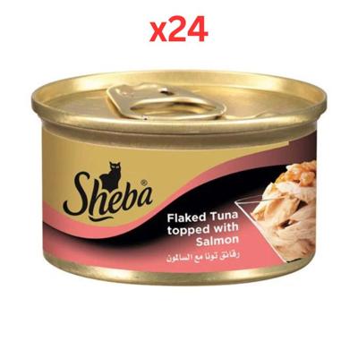 Sheba Flaked Tuna Topped with Salmon Wet Cat Food 85G (Pack of 24)