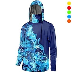 Men's Fishing Shirt Hooded Outdoor Long Sleeve UV Protection Breathable Quick Dry Lightweight Sweat wicking Top Spring Autumn Outdoor Fishing Camping  Hiking Red Blue Brown miniinthebox