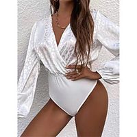 Women's Basic Casual Streetwear Street Daily Vacation High Waist Blue White Pink Bodysuit Solid Color miniinthebox - thumbnail