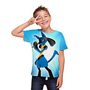 Kids Boys' T shirt Tee Short Sleeve 3D Print Cartoon Unisex Print Blue Children Tops Summer Active Daily Wear Regular Fit 3-12 Years miniinthebox