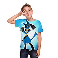 Kids Boys' T shirt Tee Short Sleeve 3D Print Cartoon Unisex Print Blue Children Tops Summer Active Daily Wear Regular Fit 3-12 Years miniinthebox - thumbnail