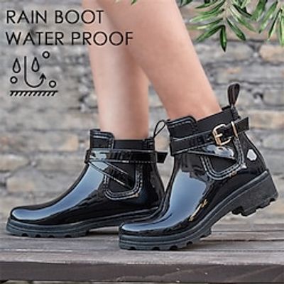 Women's Boots Chelsea Boots Outdoor Beach Booties Ankle Boots Buckle Flat Heel Round Toe Casual Comfort PVC Loafer Black Red Blue Lightinthebox