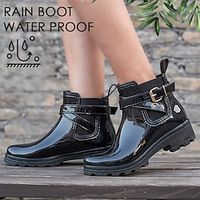 Women's Boots Chelsea Boots Outdoor Beach Booties Ankle Boots Buckle Flat Heel Round Toe Casual Comfort PVC Loafer Black Red Blue Lightinthebox - thumbnail