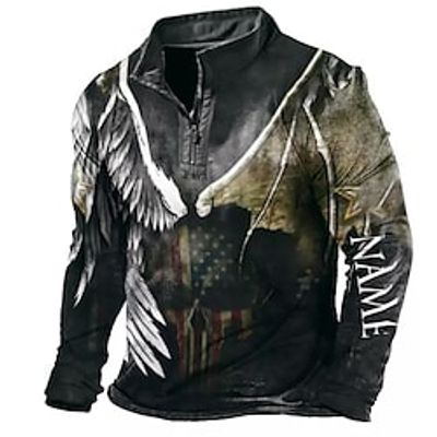 Men's Unisex Zip Up Sweatshirt Pullover Quarter Zipper Sweatshirt Black Blue Red Half Zip Graphic Prints Eagle Zipper Print Daily Sports 3D Print Casual Big and Tall Spring   Fall Clothing Apparel miniinthebox
