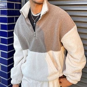 Men's Jacket Quarter Zipper Hoodie Color Block Casual Daily Holiday non-printing Casual Streetwear Hoodies Sweatshirts  White Lightinthebox