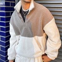 Men's Jacket Quarter Zipper Hoodie Color Block Casual Daily Holiday non-printing Casual Streetwear Hoodies Sweatshirts  White Lightinthebox - thumbnail