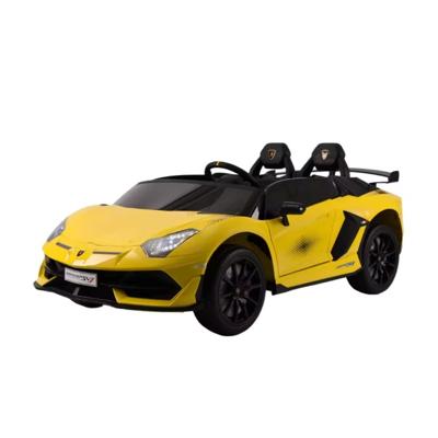 Megastar Ride On Licensed Lamborghini Aventador With RC 2 Seater SVJ Kids Car 12V Power Wheel - Yellow