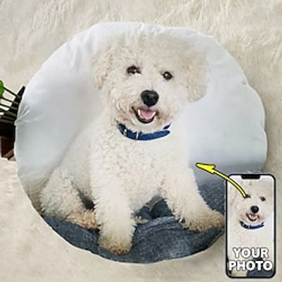 Custom Dog Round Throw Pillows Made from Original Personalized Pet Round Velvet Pillow Lightinthebox