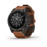 Garmin Epix (Gen 2) Sapphire Black Titanium with Chestnut Leather Band Smartwatch