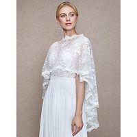Women's Wrap Bridal's Wraps Flower Style Half Sleeve Polyester Wedding Wraps With Lace For Wedding Summer Lightinthebox