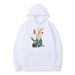 Inspired by warrior Rabbit Hoodie Cartoon Manga Anime Front Pocket Graphic Hoodie For Men's Women's Unisex Adults' Hot Stamping 100% Polyester Casual Daily Lightinthebox