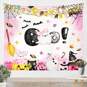 Halloween Pink Ghost Hanging Tapestry Wall Art Large Tapestry Mural Decor Photograph Backdrop Blanket Curtain Home Bedroom Living Room Decoration miniinthebox