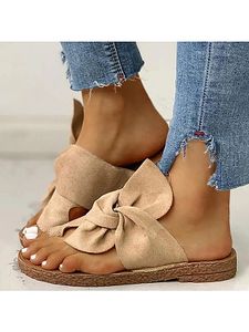 Flat non-slip bow sandals