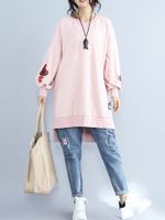 Embroidery Irregular Hem Hoodie Dresses