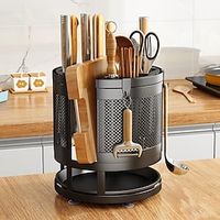 Rotary Knife Holder Rack Kitchen Countertop Household Kitchen Knife Holder Chopsticks Cage Chopping Board One Multi-Functional Storage Shelf Lightinthebox - thumbnail