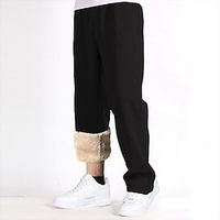 Men's Fleece Pants Sweatpants Wide Leg Sweatpants Joggers Winter Pants Pocket Drawstring Elastic Waist Plain Windproof Comfort Casual Daily Holiday Sports Fashion Black Dark Gray miniinthebox - thumbnail
